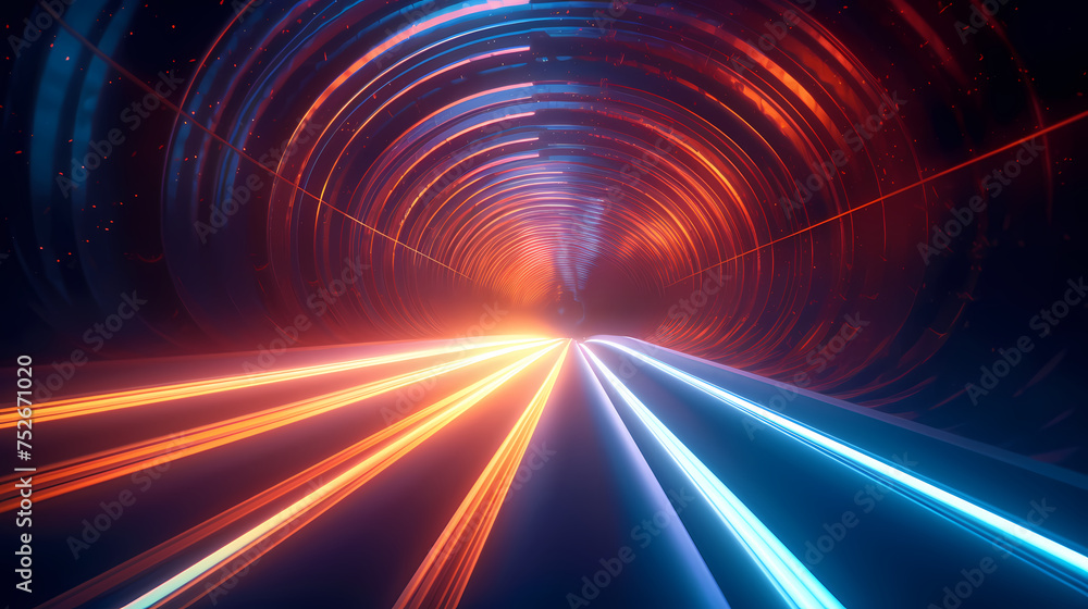 High-speed tunnel with dynamic light trails High-speed tunnel with dynamic light trails