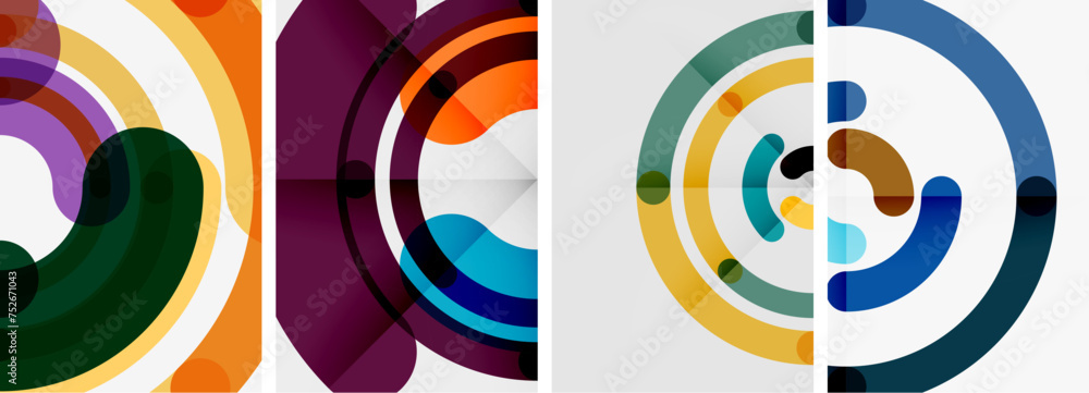 Set of line design circle posters. Vector illustration For Wallpaper, Banner, Background, Card, Book Illustration, landing page Set of line design circle posters. Vector illustration For Wallpaper, Banner, Background, Card, Book Illustration, landing page