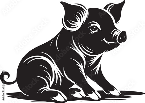 Adorable Sitting Piglet