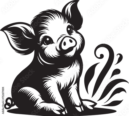 Adorable Sitting Piglet