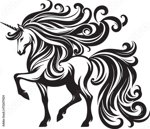 Elegant Unicorn in Monochrome Art