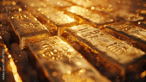 Gold bars. Concept of success in business and finance. Generative AI. photo