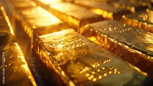 Gold bars. Concept of success in business and finance. Generative AI.