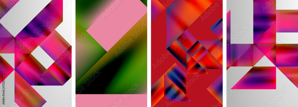 Set of colorful geometric posters - round shapes and circles with fluid color gradients. Abstract backgrounds for wallpaper, business card, cover, poster, banner, brochure, header, website Set of colorful geometric posters - round shapes and circles with fluid color gradients. Abstract backgrounds for wallpaper, business card, cover, poster, banner, brochure, header, website