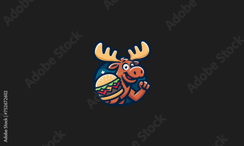 moose eat burger vector illustration flat design