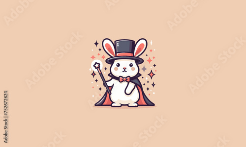 rabbit wearing uniform magician vector flat design