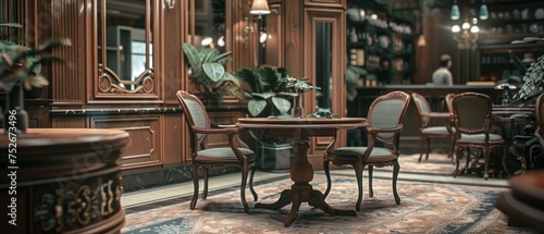 set of the table and chairs in department store interiors