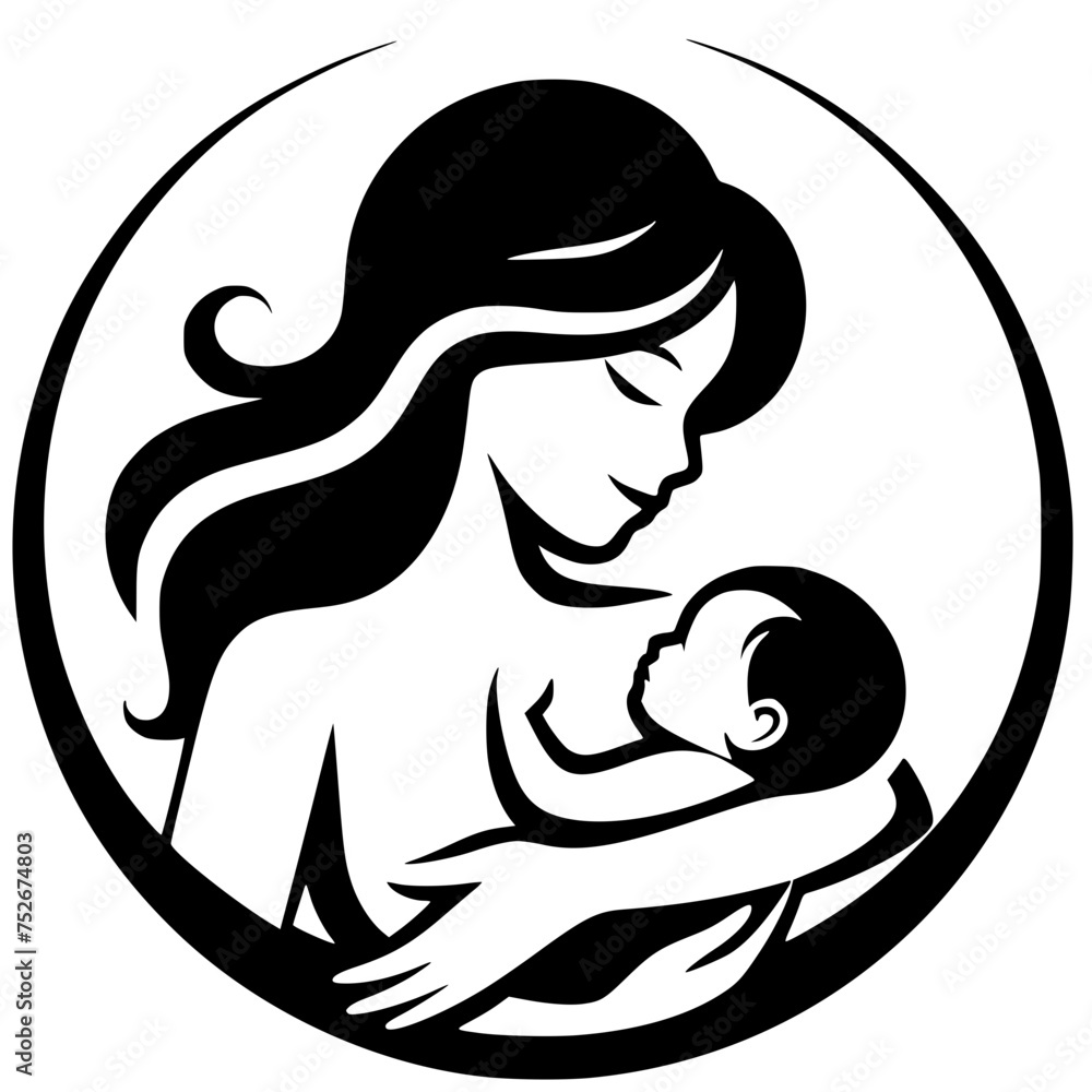 Silhouette of mother and baby Silhouette of mother and baby