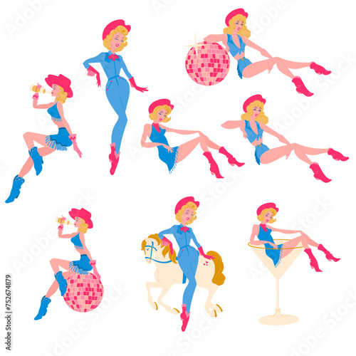 Pink Disco Cowgirl Western Pin-up Girls