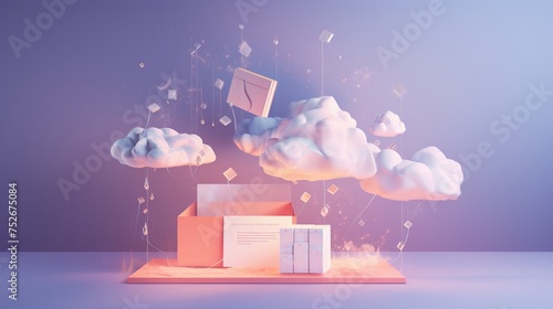 Digital dropbox concept cloud data storage illustration photo