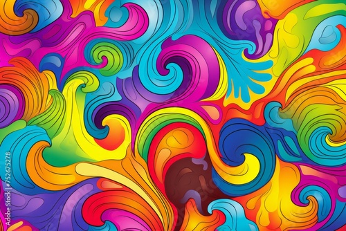 Express your inner hippie with a groovy 70s background, filled with tie-dye swirls, psychedelic colors, and positive vibes, Generative AI