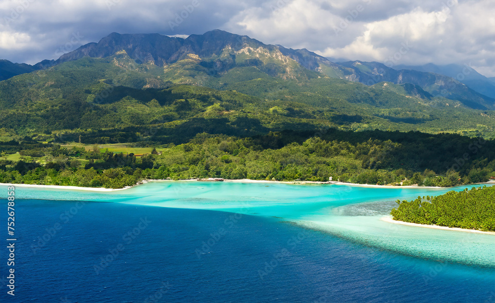 Beautiful island with white sand, turquoise water and blue sky Beautiful island with white sand, turquoise water and blue sky
