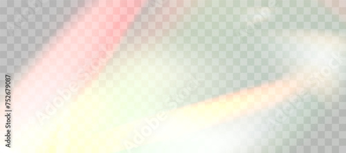 Blurred rainbow refraction overlay effect. Holographic reflection, crystal flare leak shadow overlay. Vector abstract illustration