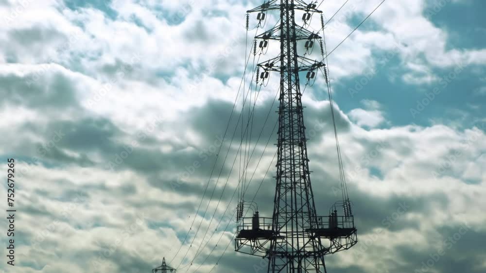 Electrical net of poles on a panorama of cloudy sky. Electrical net of poles on a panorama of cloudy sky.