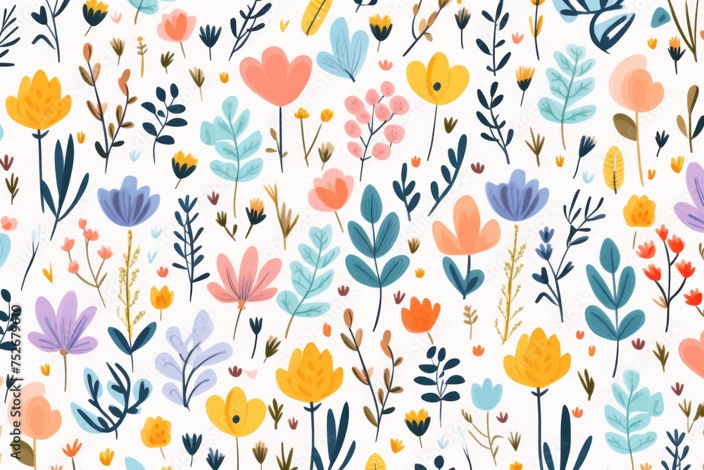 Bring the outdoors inside with a spring flower pattern background, featuring a tapestry of colorful petals and natural beauty, Generative AI Bring the outdoors inside with a spring flower pattern background, featuring a tapestry of colorful petals and natural beauty, Generative AI