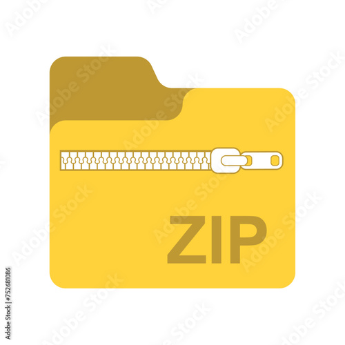 ZIP file folder icon. Zipped compressed file and folder. Archive document type. Modern flat design graphic illustration. Vector ZIP icon