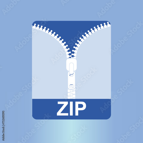 ZIP file folder icon. Zipped compressed file and folder. Archive document type. Modern flat design graphic illustration. Vector ZIP icon