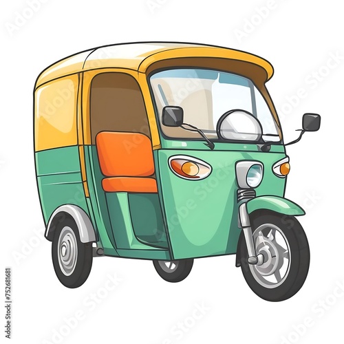 Cute Cartoon Auto Rickshaw, Vector illustration on a white background. ai generative..