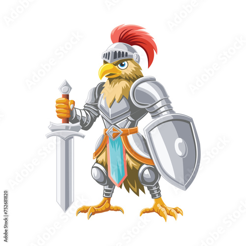 Bird knight with armor and shield
