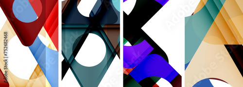 Abstract background set featuring captivating triangles. Harmonious blend of geometry and style, these designs bring modern flair