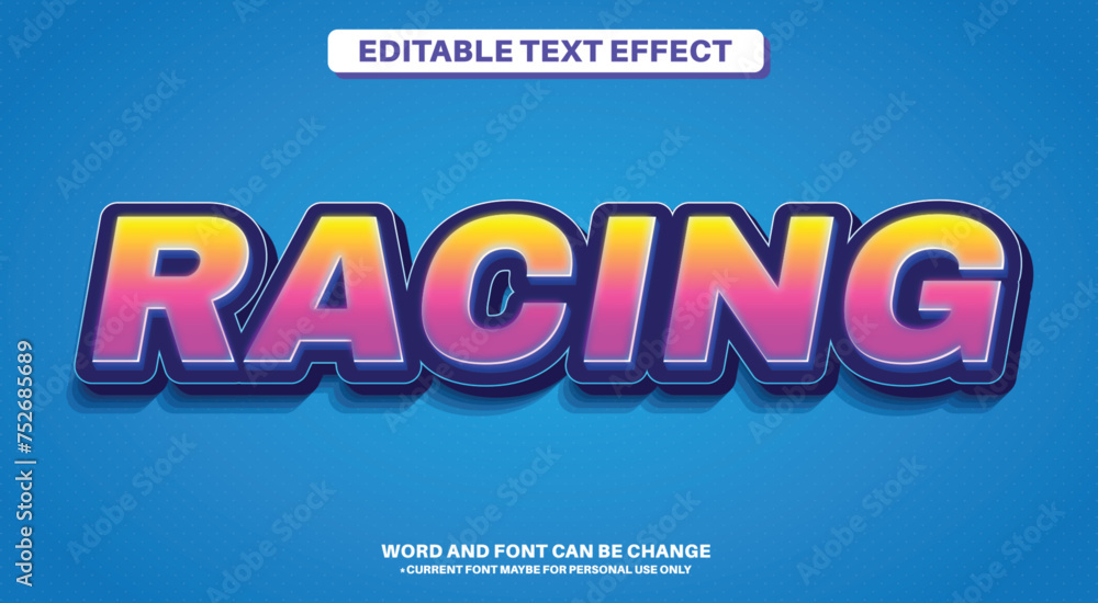 Stylist 3D Sticker Fully Editable Text Effect - Racing