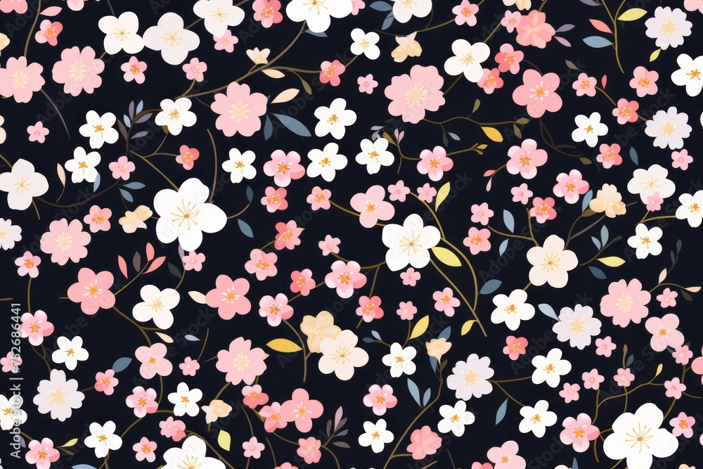 Capture the spirit of renewal with a spring flower pattern background, adorned with blossoms in various shapes and sizes, Generative AI Capture the spirit of renewal with a spring flower pattern background, adorned with blossoms in various shapes and sizes, Generative AI