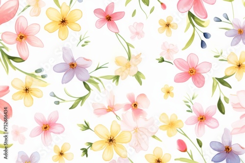 Capture the spirit of renewal with a spring flower pattern background  adorned with blossoms in various shapes and sizes  Generative AI