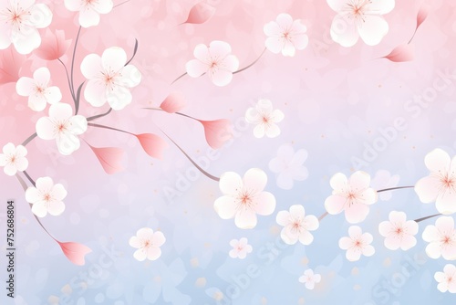 Create a dreamy and romantic atmosphere with a spring flower pattern background, featuring soft pastel hues and graceful blossoms, Generative AI