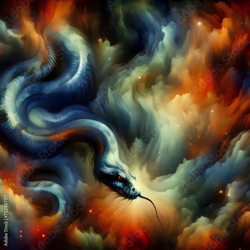  serpent in the watercolor cosmos
