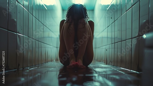 Person Sitting on Bathroom Floor During a Panic Attack