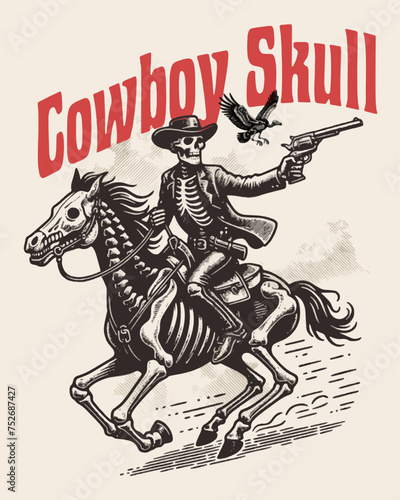 Cowboy Skull Vector Art, Illustration and Graphic
