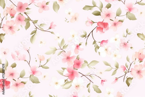 Embrace the beauty of spring with a delicate flower pattern background, featuring blossoms in a symphony of colors, Generative AI © ManusiaIkan