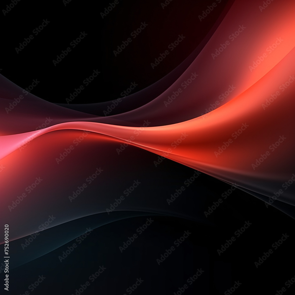 Abstract background with smooth lines in red, orange and black colors. Space for text or image - obrazy, fototapety, plakaty 