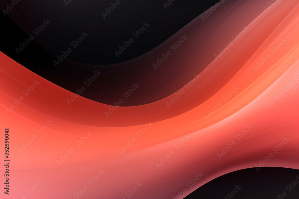 Abstract background with smooth lines in red and black colors. Space for text or image - obrazy, fototapety, plakaty 