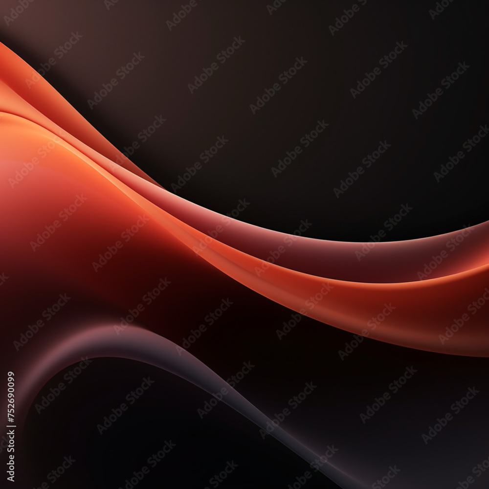 Abstract background with smooth lines in red and black colors, Space for text or image - obrazy, fototapety, plakaty 