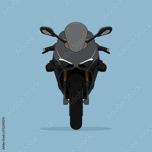 Black sports motorbike. Racing Motorbike Design Illustration Vector.