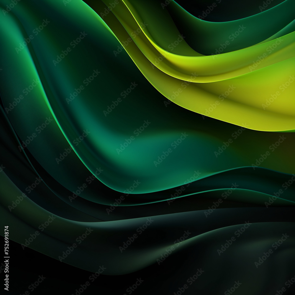 Abstract background with smooth lines. Green, yellow or orange colors, Space for text or image - obrazy, fototapety, plakaty 
