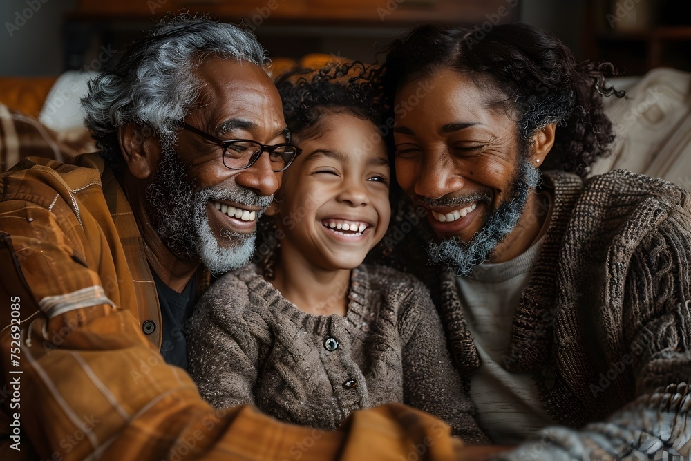 African American Family Sharing a Tender Moment in the Living Room African American Family Sharing a Tender Moment in the Living Room