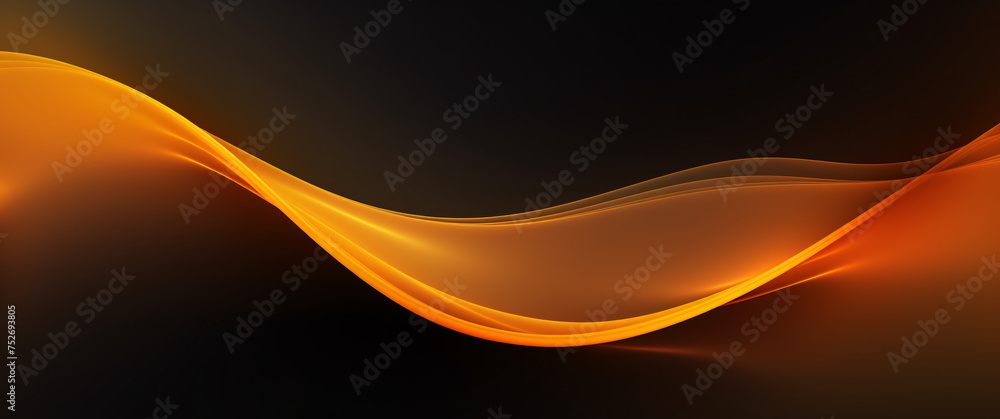 Abstract orange waves on black background. Vector illustration for your design. Orange, yellow or red colors, Space for text or image - obrazy, fototapety, plakaty 