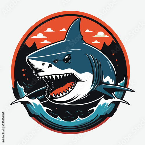vector isolated of mad shark