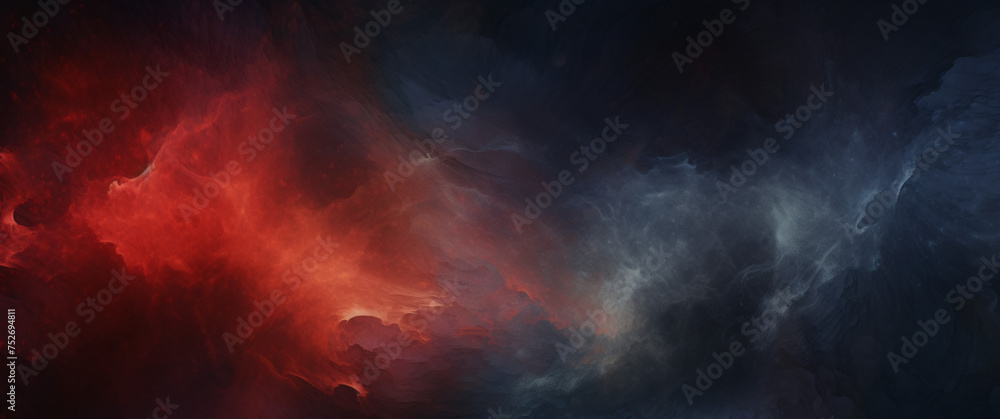 Red and blue nebula in space. Abstract space background. Red, blue and black colors, Space for text or image