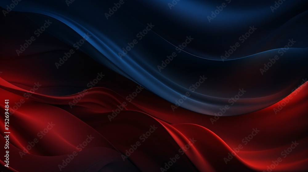 Abstract wavy background with red and blue colors. Red, blue and black colors, Space for text or image - obrazy, fototapety, plakaty 