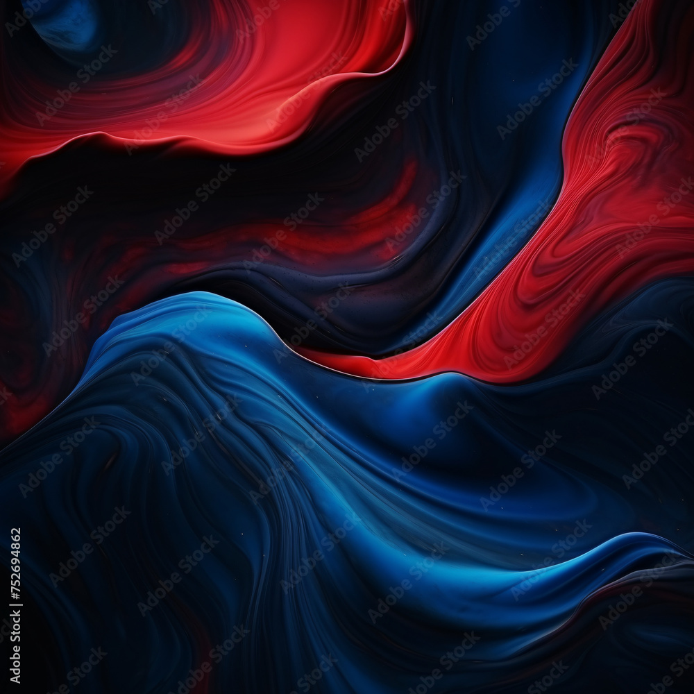 Abstract blue and red background with some smooth lines in it. Red, blue and black colors, Space for text or image - obrazy, fototapety, plakaty 