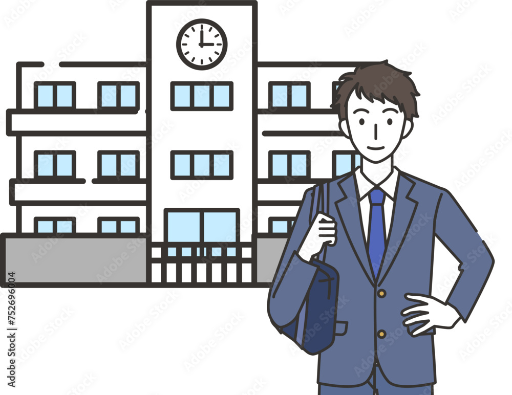 登校する男子高生のイラスト 登校する男子高生のイラスト
