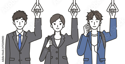 電車に乗っている人たち