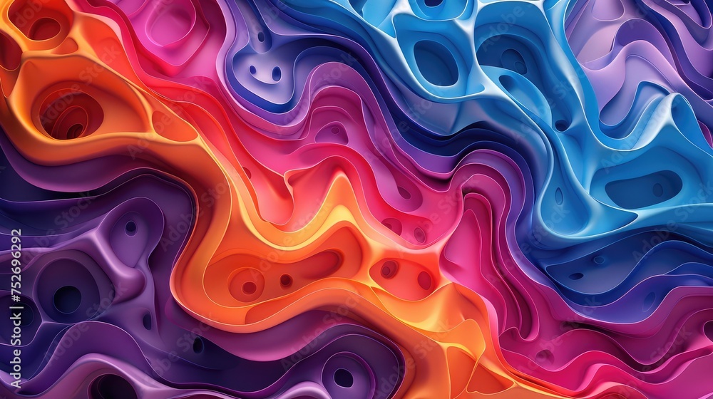psychedelic 3d pattern with organic shapes and natural colours
