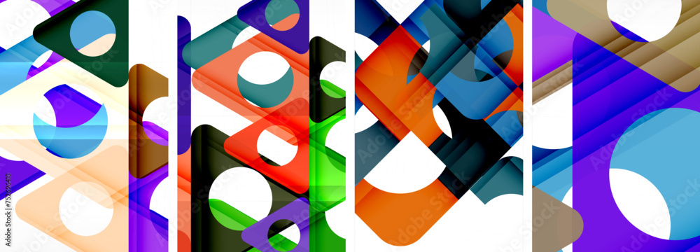 Abstract background set featuring captivating triangles. Harmonious blend of geometry and style, these designs bring modern flair Abstract background set featuring captivating triangles. Harmonious blend of geometry and style, these designs bring modern flair