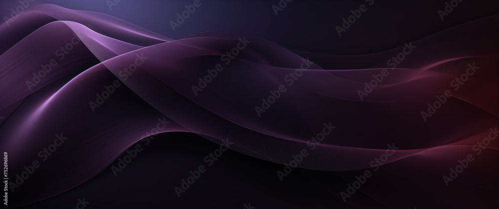 Abstract dark background with purple wavy lines, Violet, purple and pink colors, Space for text or image - obrazy, fototapety, plakaty 
