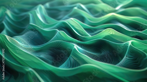 artwork of abstract 3D green lines close up