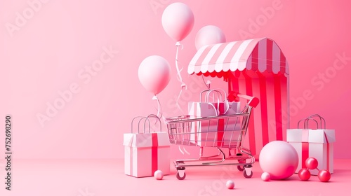 Modern 3d illustration of Online Shopping © Na-No Photos